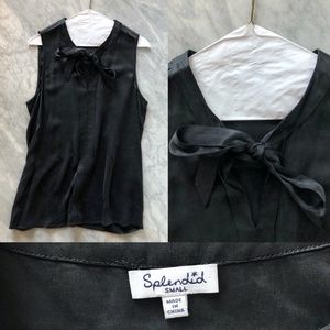 Splendid Sleeveless Blouse with Bow, Size S
